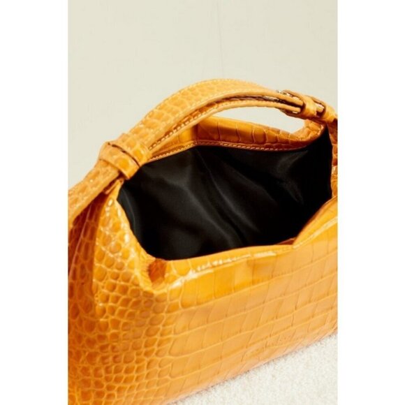 💕SIMON MILLER💕 Puffin Shoulder Bag ~ Croc-Embossed Leather Sunset Orange NWOT - Picture 4 of 15